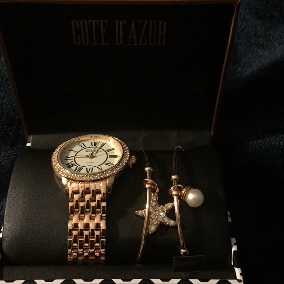 Cote D’ Azur Rose Gold Watch & Bangle Set - Picture 3 of 3